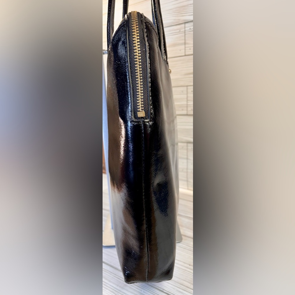 043- Kate Spade Black Patten Leather Laptop Tote Bag - Picture 5 of 13